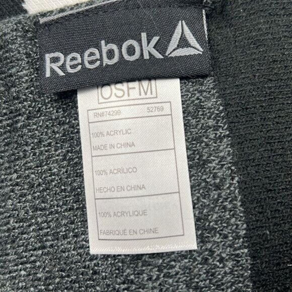 Reebok Cold Weather Beanie & Scarf Set Black Warm Lining‎ 100% Acrylic Yarn OS - Picture 8 of 9
